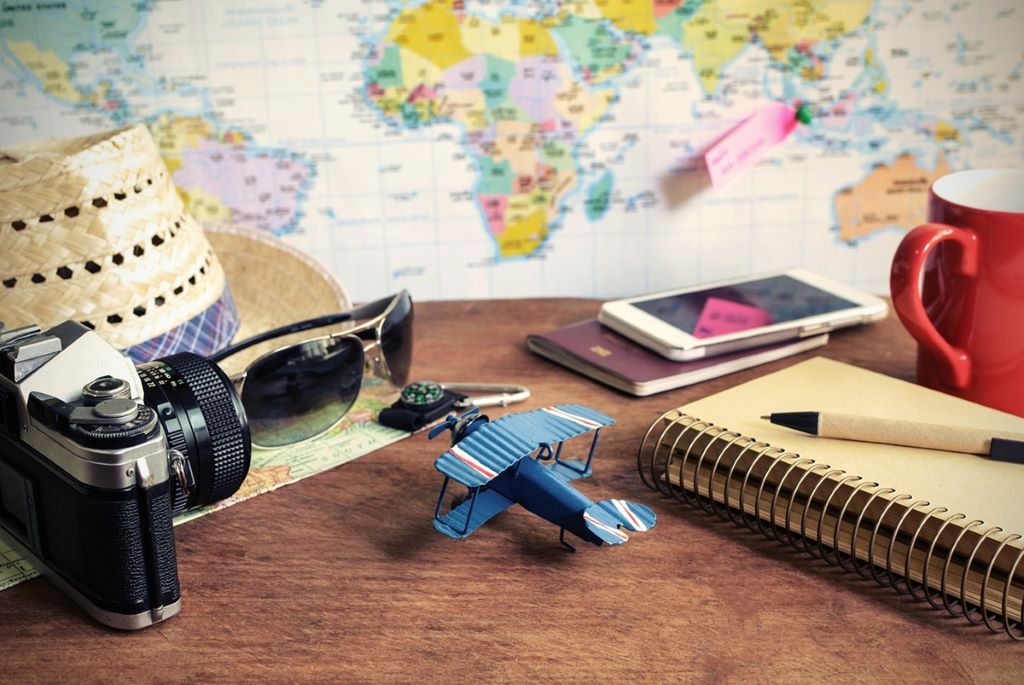 Concept showing packing, budgeting, and travel planning for extended trips.