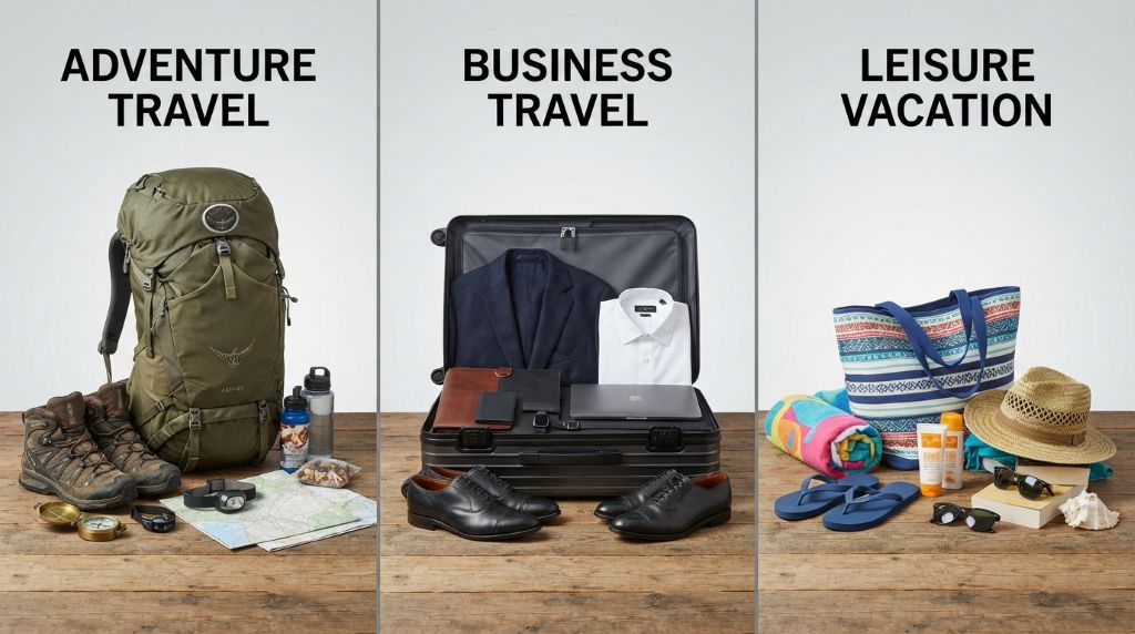 Essential items for different travel styles