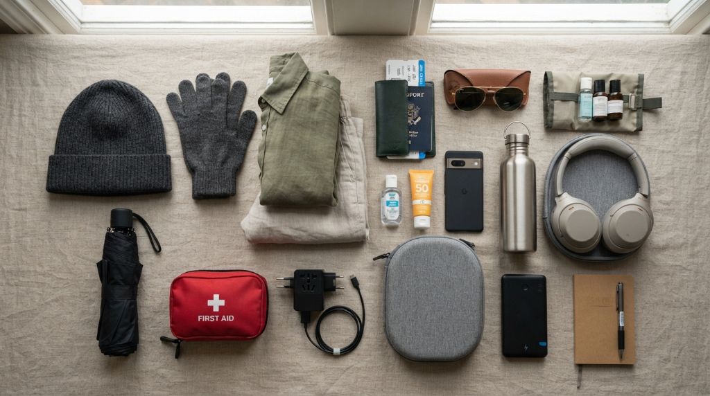 Travel packing essentials for various trips